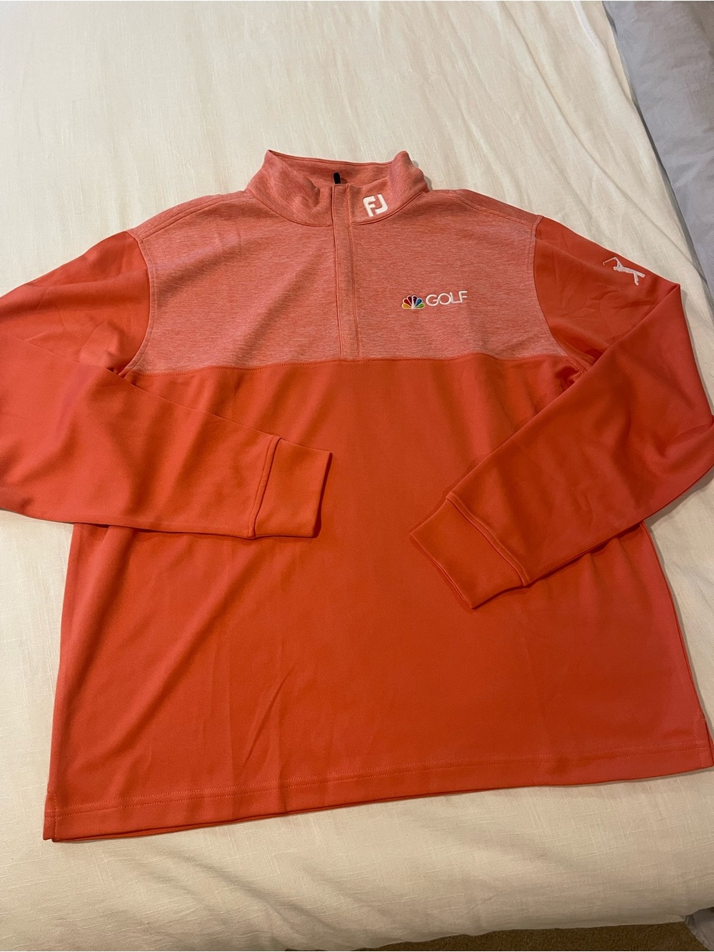 FootJoy salmon colored Two-Tone Quarter-Zip Golf Pullover NBC Golf